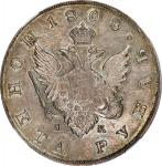 1808-CNB MK年俄罗斯1卢布。圣彼得堡铸币厂。RUSSIA. Ruble, 1808-CNB MK. St. Petersburg Mint. Alexander I. NGC MS-63.