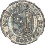 SUISSEGenève (canton de). Épreuve de Un sol 6 deniers sur flan en argent 1817 H, Genève.