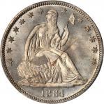 1884 Liberty Seated Half Dollar. WB-102. Repunched 4. MS-64 (PCGS).