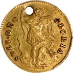 GREAT BRITAIN. Gold "Touch Piece" Medal, ND (1685-88). James II. PCGS Genuine--Holed, EF Details.