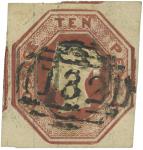 Postage Stamps. Great Britain : 1847 Embossed 10d (Tenpence), brown, 4 margins, Cat £1200 (SG 57), f