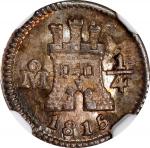 MEXICO. 1/4 Real, 1815-Mo. Mexico City Mint. Ferdinand VII. NGC MS-65.