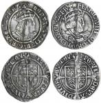 Henry VIII (1509-47), second coinage, Groats (2), 2.66g, m.m. sunburst, agl z fra, saltire stops, cr
