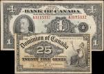 CANADA. Lot of (2). Mixed Banks. 25 Cents & 1 Dollar, 1900 & 1935. P-9a & 38. Fine.