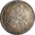 COLOMBIA. 8 Reales, 1814/3-JF. Popayan Mint. Ferdinand VII (1808-33). NGC AU-53.