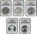 Complete 2011-Dated 25th Anniversary Silver Eagle Set. Early Releases. (NGC).