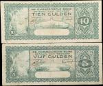 CURACAO. Lot of (2). Curacaosche Bank. 5 & 10 Gulden, 1930. P-15 & 16. Fine.