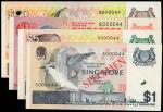 SINGAPORE. Board of Commissioners of Currency. $1 to $20, ND (1976). P-9s to 12s.