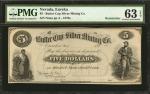 Eureka, Nevada. Butter Cup Silver Mining Co. 1870s. $5. PMG Choice Uncirculated EPQ.