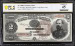 Fr. 353. 1890 $2 Treasury Note. PCGS Banknote Choice Extremely Fine 45.