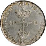 BRITISH WEST INDIES. 1/2 Dollar, 1822. George IV. PCGS Genuine--Cleaned, EF Details Gold Shield.