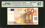 EUROPEAN UNION. European Central Bank. 50 Euro, 2002. P-4xs. Specimen. PMG Superb Gem Uncirculated 6