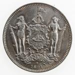 BRITISH NORTH BORNEO: AE cent, 1891-H, KM-2, British North Borneo Company issue, Heaton mint issue, 