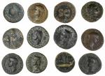 First century Second brass (12), including, Augustus and Agrippa, Dupondius, Nemeus, their heads bac