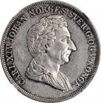 NORWAY. 1/2 Specie Daler, 1844. Kongsberg Mint. Carl XIV. NGC MS-61.