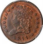 1811 Classic Head Half Cent. C-1. Rarity-4-. Wide Date. AU Details--Cleaned (PCGS).