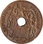1896-A年法属印度支那百分之一试作加厚样币。巴黎造币厂。FRENCH INDO-CHINA. Bronze Piefort Centime Essai (Pattern), 1896-A. Par
