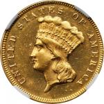 1873 Three-Dollar Gold Piece. Close 3. MS-61 (NGC).