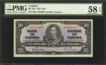 CANADA. Bank of Canada. 10 Dollars, 1937. P-BC-24b. PMG Choice About Uncirculated 58 EPQ.