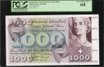 SWITZERLAND. Schweizerische Nationalbank. 1000 Franken, 1954. P-52a. PCGS Currency Very Choice New 6