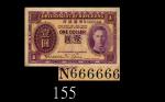 1937-39香港政府一圆，N666666号。有修七成新1937 - 39 Government of Hong Kong $1, ND (Ma G11), s/n N666666. VF with 