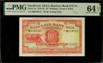 SOUTHWEST AFRICA. Barclays Bank D.C.O. 10 Shillings, 1954-56. P-4a. PMG Choice Uncirculated 64 EPQ.