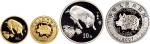 2007年中国人民银行发行丁亥（猪）年生肖纪念普制金银币二枚全：分别为金币重1/10盎司