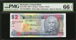 BARBADOS. Central Bank. 2 Dollars, 2007. P-66b. PMG Gem Uncirculated 66 EPQ.