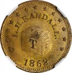Michigan--Grand Rapids. 1862 Leonard H. Randall. Fuld-370J-1b. Rarity-3. Brass. Plain Edge. MS-63 (N