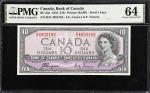 CANADA. Bank of Canada. 10 Dollars, 1954. BC-32a. PMG Choice Uncirculated 64.