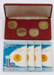 1980年十三届奥运会铜币一组4枚，带4张证书，带原盒，完全未使用品