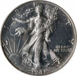 1941 Walking Liberty Half Dollar. No AW. Proof-64 (PCGS).