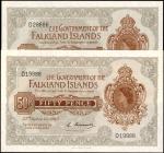 FALKLAND ISLANDS. Government of the Falkland Islands. 50 Pence, 1969 & 1974. P-10a & 10b. Uncirculat