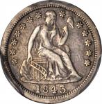 1843-O Liberty Seated Dime. Fortin-101, the only known dies. Rarity-4-. VF-35 (PCGS).