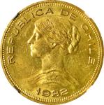 CHILE. 100 Pesos, 1932-So. Santiago Mint. NGC MS-62.
