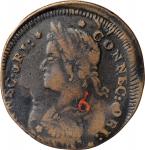 1787 Connecticut Copper. Miller 33.40-Z.2, W-3970. Rarity-6. Draped Bust Left—Double Struck—VF-20 (P