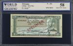 ETHIOPIA. National Bank of Ethiopia. 1 Dollar, ND (1966). P-25s. Specimen. WBG Choice About Uncircul