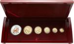 Peoples Republic of China. Five-piece Lunar Premium gold Panda gold Set and Silver Medal 2003, Lunar