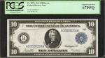 Fr. 907b. 1914 $10 Federal Reserve Note - Boston. PCGS Currency Superb Gem New 67 PPQ.