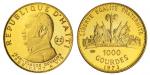 Haiti. Proof 1000 Gourdes, 1973. Bust of President Jean-Claude "Baby Doc" Duvalier left, "22" within