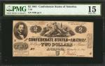 T-38. Confederate Currency. 1861 $2. PMG Choice Fine 15.