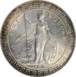 1908-B年英国贸易银元站洋壹圆银币。孟买铸币厂。 GREAT BRITAIN. Trade Dollar, 1908-B. Bombay Mint. PCGS MS-63.