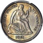 1861/0 Liberty Seated Half Dime. FS-301. MS-66 (PCGS).
