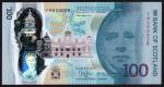 Bank of Scotland, polymer £100, 16 August 2021, serial number FM 000026, green, Sir Walter Scott at 