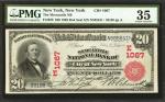 New York, New York. 1902 Red Seal $20. Fr. 639. The Mercantile NB. Charter #1067. PMG Choice Very Fi