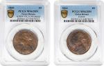 GREAT BRITAIN. Duo of Pennies (2 Pieces), 1860-66. London Mint. Victoria. Both PCGS Certified.