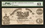 T-13. Confederate Currency. 1861 $100. PMG Choice Uncirculated 63.