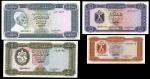 Central Bank of Libya, 1/4, 1/2, 5, 10 dinar(s), 1972, serial number 1 D/19 677882-86, (Pick 33b, 34