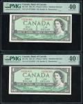 Bank of Canada, a pair of $1, 1954, consecutive serial numbers A/Y 3791069-070, Modified Portrait, s