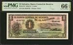 EL SALVADOR. El Banco Central de Reserva de El Salvador. 1 Colon, 1950-54. P-87. PMG Gem Uncirculate